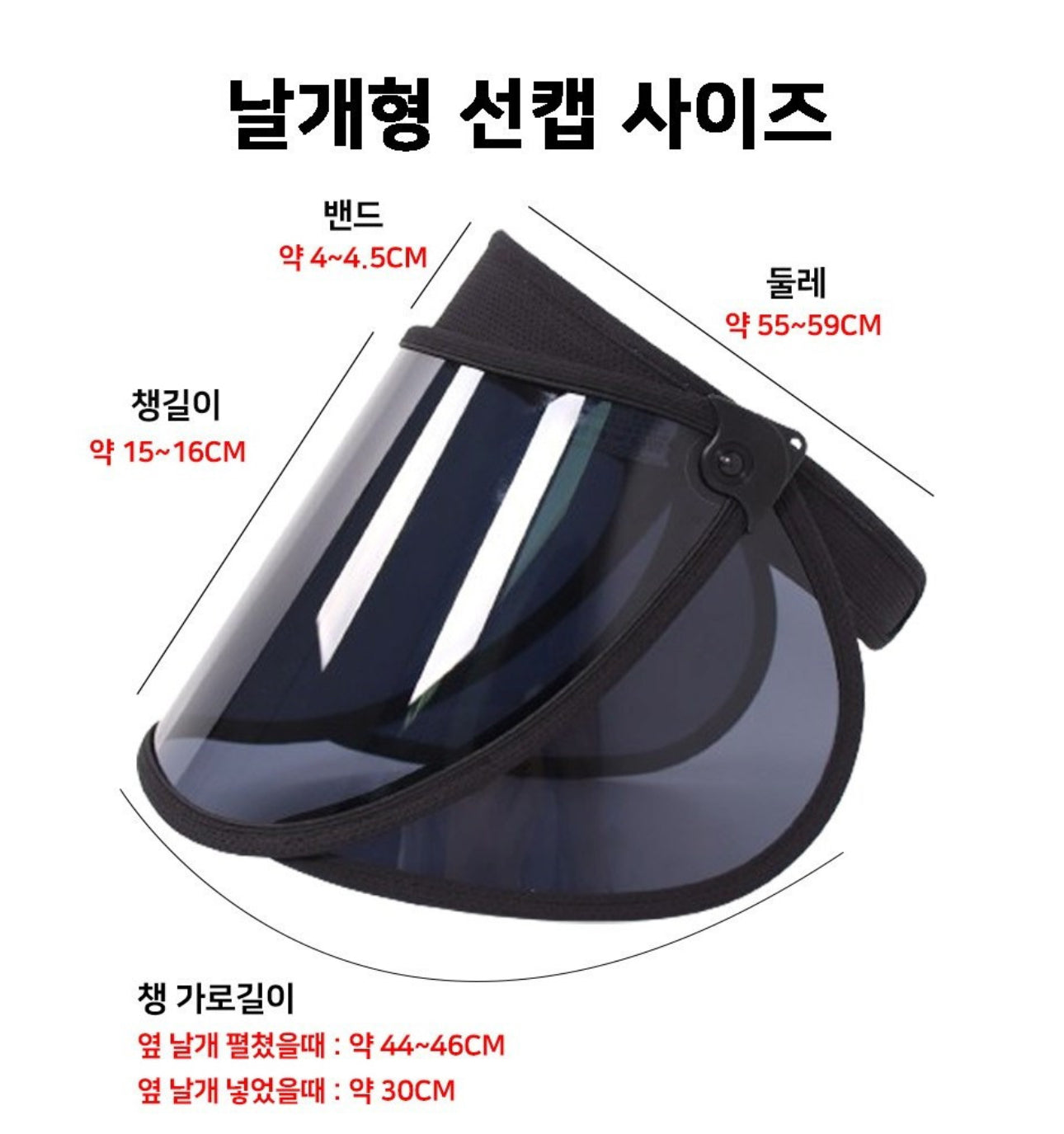 자외선차단모자 썬캡 99.9% UV 햇빛차단 투명 썬바이저 2개 (검정) Suncap, Solar visor hat 2sets (black)