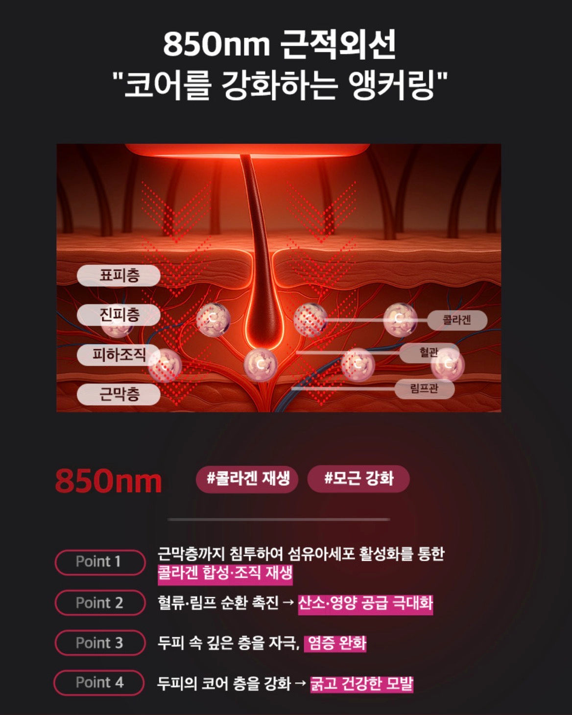 두피마사지기 루제라 레드빔 클리닉급 광선 홈케어 근적외선 LED EMS 두피클렌징 윤곽리프팅 두피관리