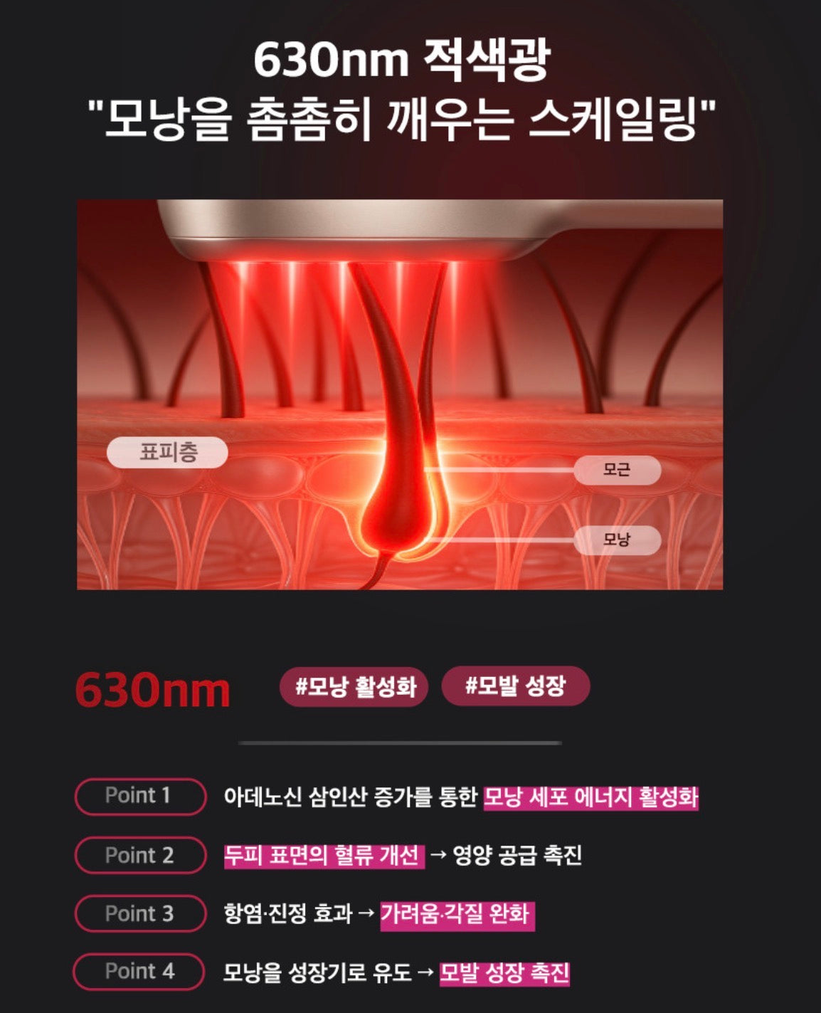 두피마사지기 루제라 레드빔 클리닉급 광선 홈케어 근적외선 LED EMS 두피클렌징 윤곽리프팅 두피관리
