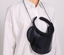 Load image into Gallery viewer, 자외선차단모자 썬캡 99.9% UV 햇빛차단 투명 썬바이저 2개 (검정) Suncap, Solar visor hat 2sets (black)
